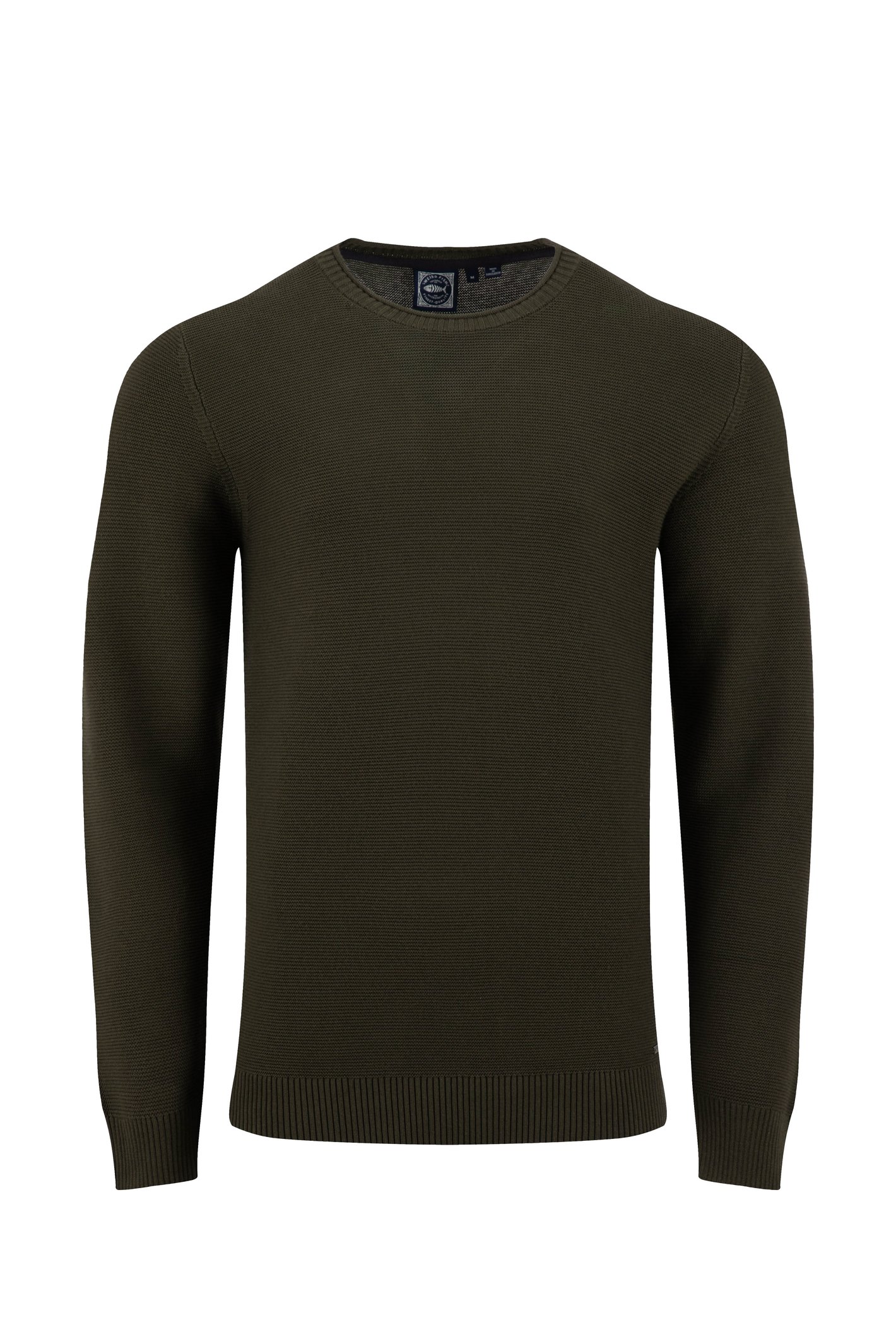 Weird Fish Rhett Crew Neck Knitted Jumper Fir Green Size S