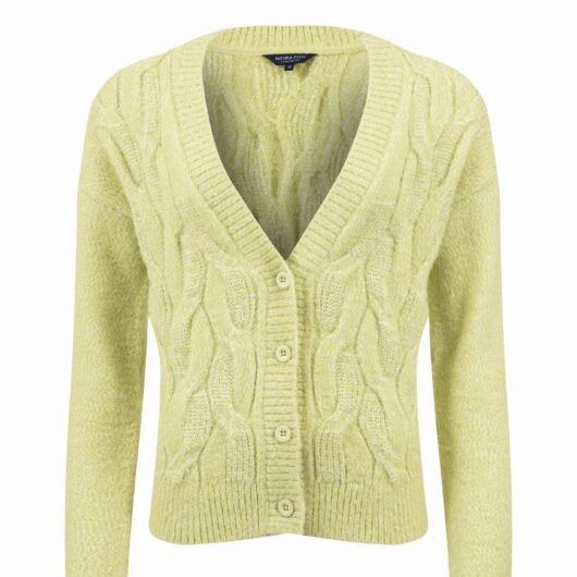 Weird Fish Rhona Super Soft Cable Knit Cardigan Celery Size 12