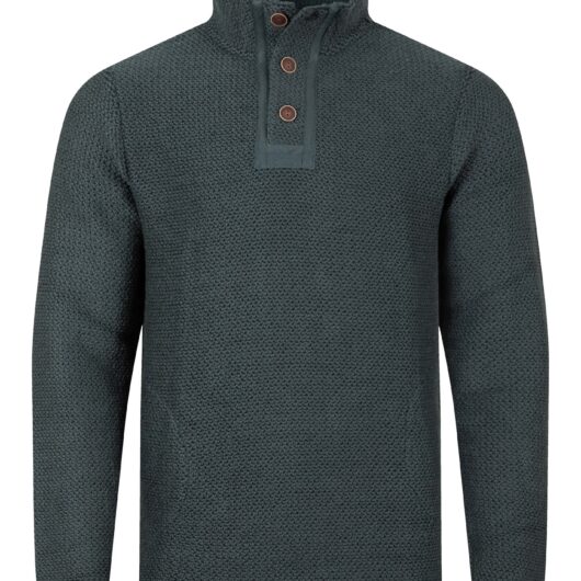 Weird Fish Sandon Button Neck Macaroni Sweatshirt Navy Size L