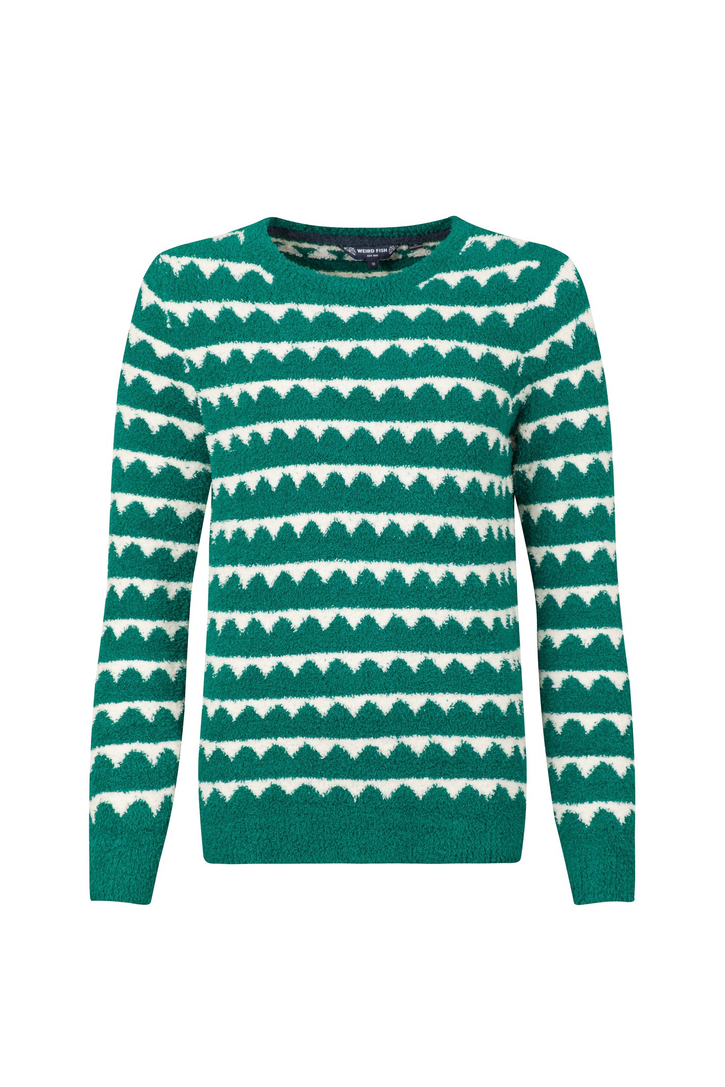Weird Fish Tyla Cosy Knit Scalloped Jumper Green Ivy Size 12