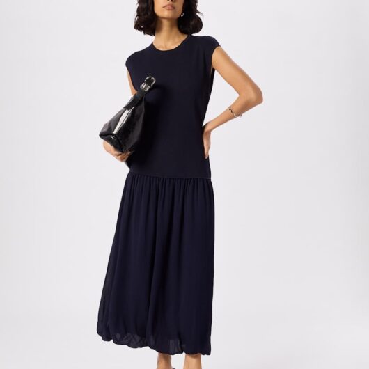 Whistles Textured Midi Knitted Dress Navy