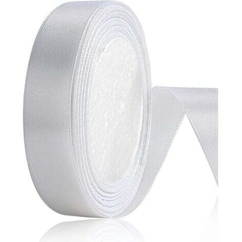 (White) Satin Ribbon, Double-Sided White Polyester Satin Ribbon 20 mm x 22 m, Gift Wrapping Ribbon, Gift Ribbon, White Ribbon for Cake Decorating,