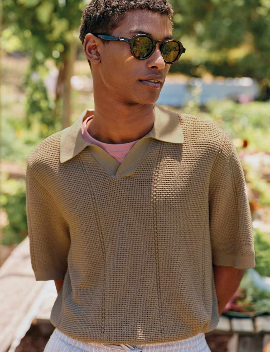 White Stuff Cotton Rich Knitted Polo Shirt Natural