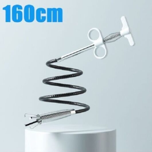 White snake-shaped sewer pipe, 160cm, four-claw spring dripper, dredging tool, kitchen, bathroom, sink drainage