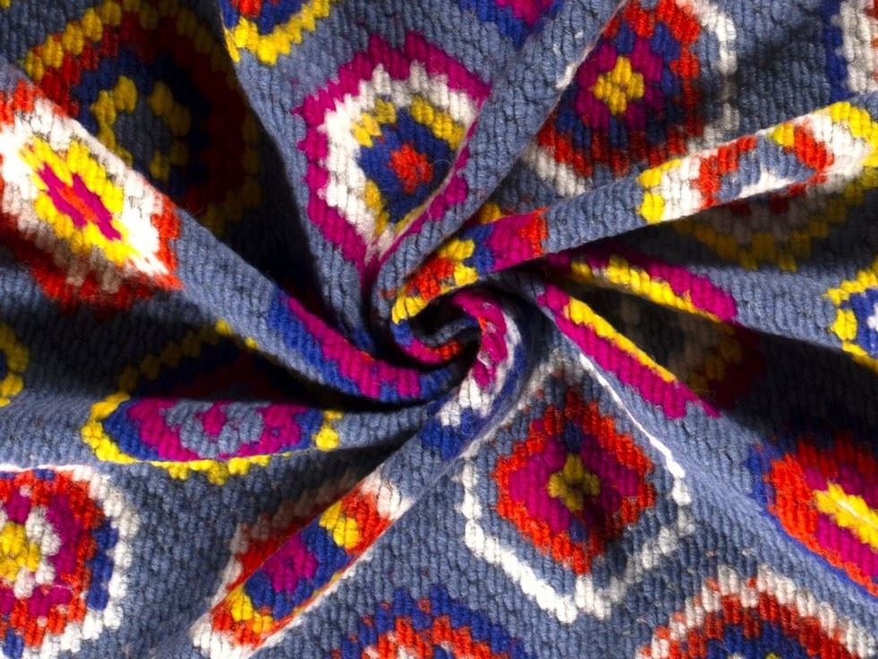 Wool Blend Knit Coating Fabric Airforce Multi