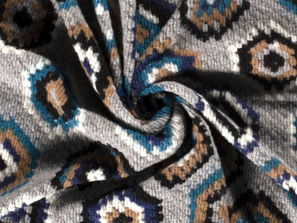 Wool Blend Knit Coating Fabric Grey Multi