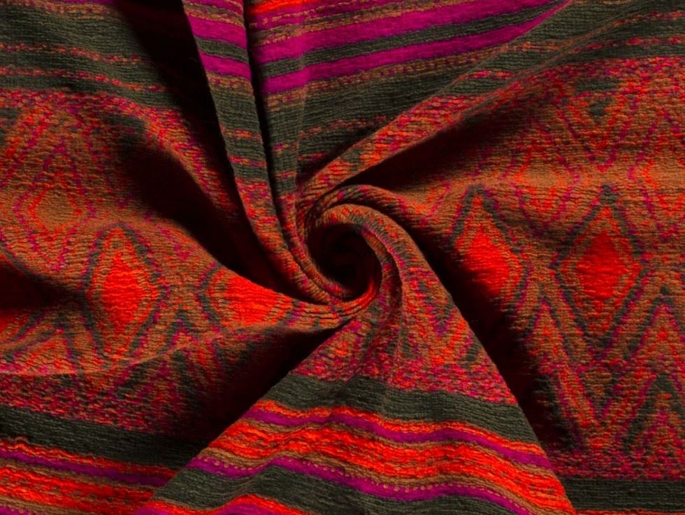 Wool Blend Knit Coating Fabric Orange Multi