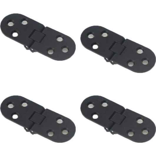 YMYNY 4pcs Folding Table Hinges, Zinc Alloy Cabinet Door Hinges, Black Round Edges Furniture Door Hinges with Screws, Suitable for Tables, Office