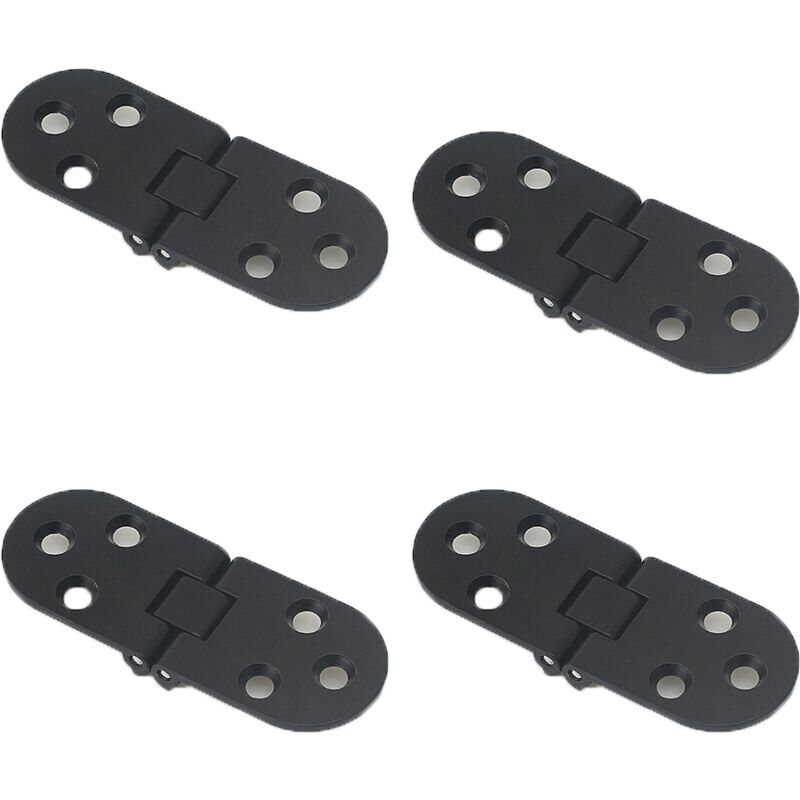 YMYNY 4pcs Folding Table Hinges, Zinc Alloy Cabinet Door Hinges, Black Round Edges Furniture Door Hinges with Screws, Suitable for Tables, Office