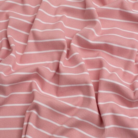 Yarn Dyed Heavy Cotton Rib Stretch Knit Fabric Rose Pink